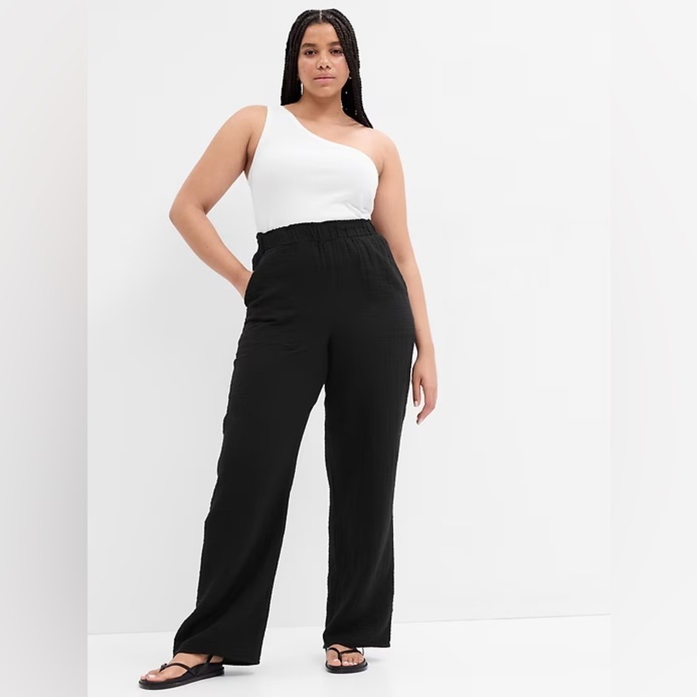 NWT! GAP Black Mid Rise Gauze Pull-On Pants - Size Large 🩷 #662740
